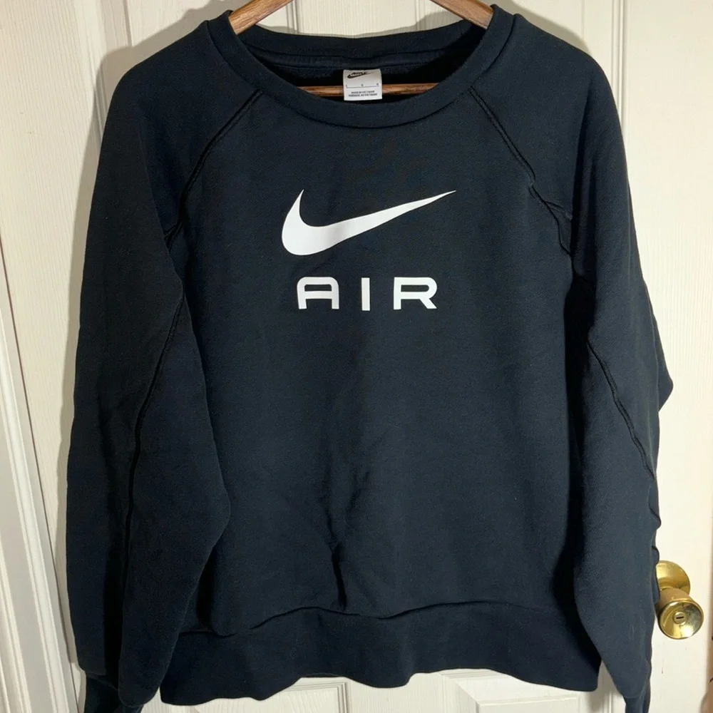 NIKE Air French Terry Black Pullover Sweatshirt in Men’s Large - Picture 3 of 7